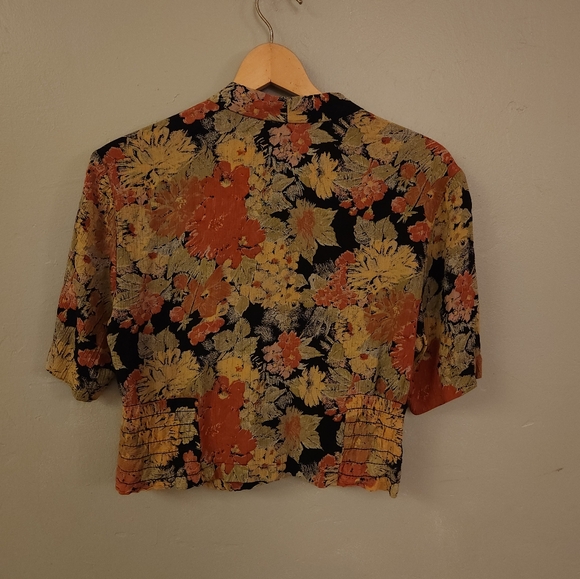Vintage 1980s Cropped Floral Blouse - Picture 3 of 13